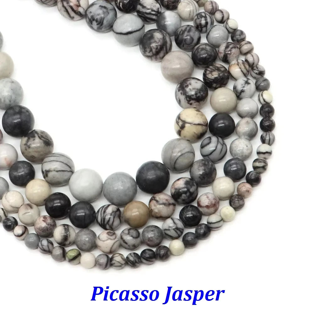 Natural Stone 4 6 8 10mm Round Leopardskin Jaspers Stone Spacer Loose Bead For Jewelry Making DIY Bracelet Needlework Accessorie