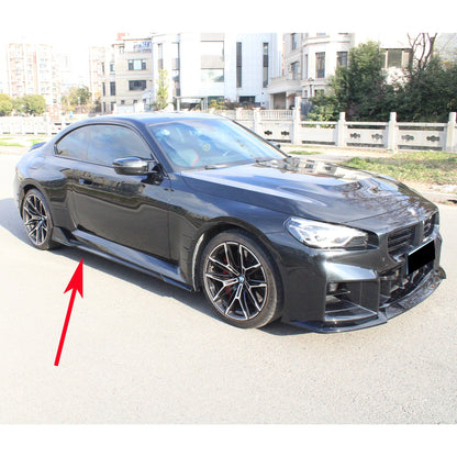 For BMW M2 G87 2023-2025 Side Skirts With Winglet Extension Spoiler Protection Splitters Glossy Black Carbon Fiber Look