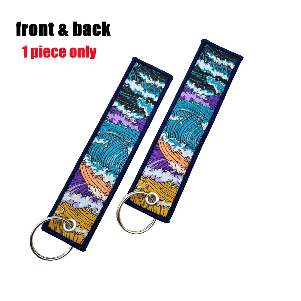 Fujiwara Tofu Embroidery Keyring Car Keychain JDM Key Tag Lanyard Refit Gift Red Sun Racing Team Auto Motorcycle Accessories
