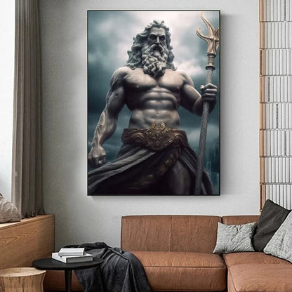 Zeus Sculpture Poster Black and White Greek God Abstract Prints Greek Mythology Canvas Painting Home Living Room Wall Decoration