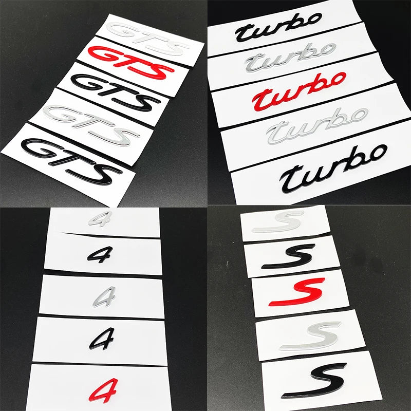 for Car Rear Trunk Badge Decal Sticker Emblem Accessories Boxster Cayenne Cayman Carrera Macan Panamera GTS Turbo 4 S diesel