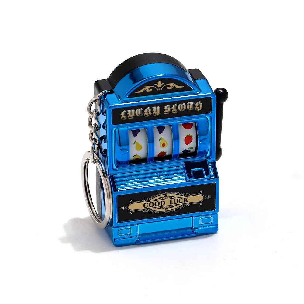 Mini Gambling Slot Machine Key Chains Creative Arcade Pocket Fruit Lucky Jackpot Gadget Antistress Toy Funny Games Keychain Ring