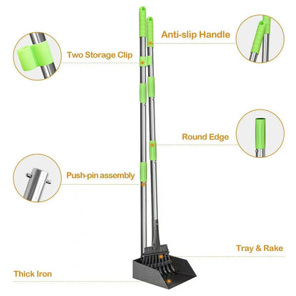 Adjustable Multifunction Pet Pooper Scooper Premium Stainless Steel Pet Tools - Long Handle, Rustproof & Durable