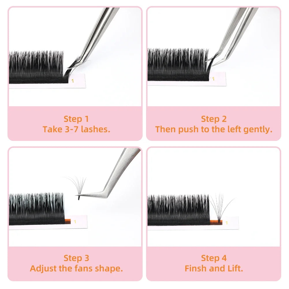 ARISON 8-18mm M/L/C/D Easy Fanning Eyelashes Extension Bloom Flare Eye Lash Russian Eyelash Extensions Volume Cilia Silk Lash