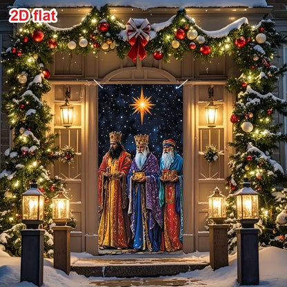 2D Flat 1pc Three Kings Festival Door Hanging Banner Christmas New Year Party Decoration Festive Supplies Polyester Backdrops