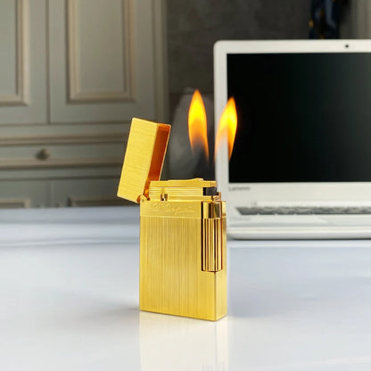 Windproof Lighter with Bright Sound for Men, Retro Cigarette Gift, Brass Shell, New