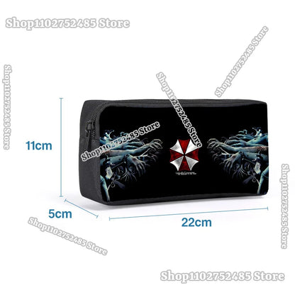 Cartoon Figure Resident Evil Print Pencilcase Kids Back To School Pencilbag Umbrella Corporation Stationary Storage Pouch Gifts