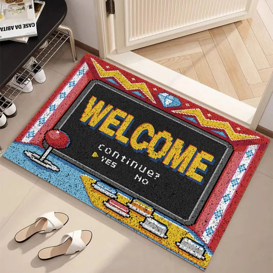 Game console outdoor floor mat, dirt resistant, no wash, retro nostalgic style foot mat
