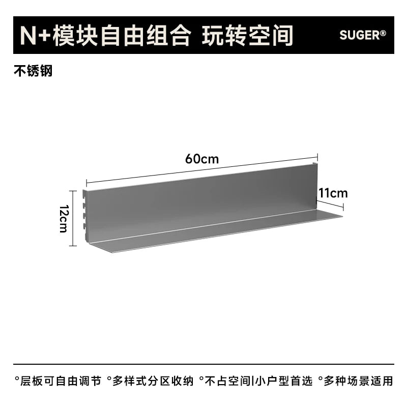 Stainless Steel DIY Bookcase for Living Room Modular Storage Shelf  Space Saving Display Organizer Wall Mounted Showcase System