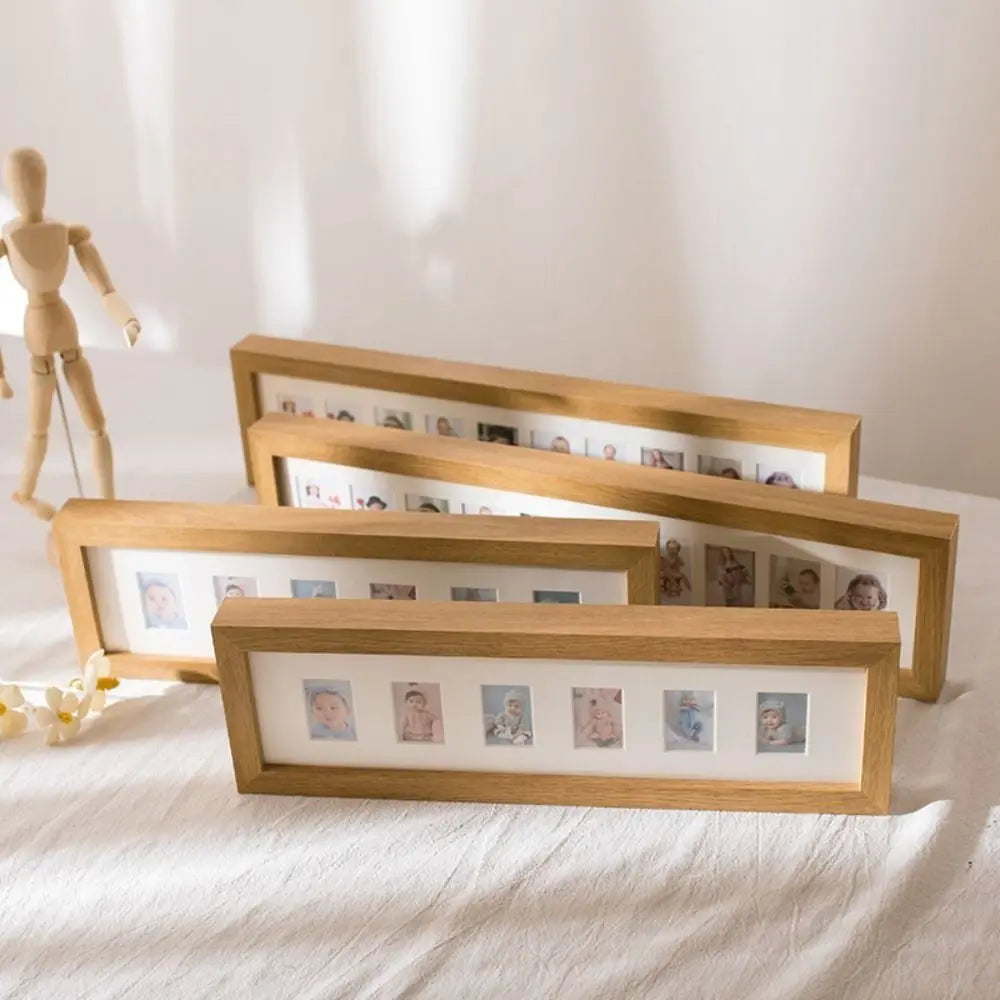 Wooden Baby Growth Photo Album Frame 2 Inch 6 /10 Holes Mini Picture Frames Creative Durable Memorial Photo Frame