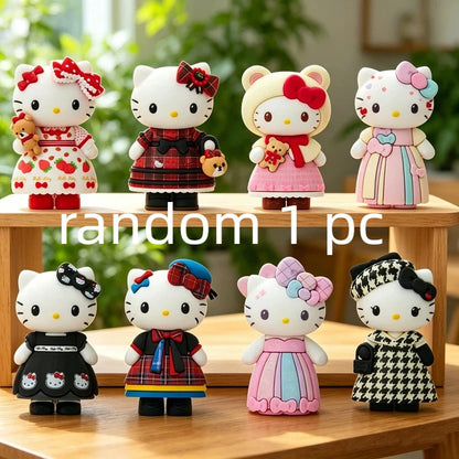 Cute Kt Cat  Elegant Socialite Series Blind Box Kawaii Collectible Action Figure Desktop Decoration Holiday Gifts For Friends