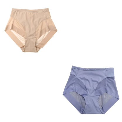 2Pcs/Set Women High Rise Briefs Panties Tummy Control Underwear Hip Shaping Sheer Mesh Panel Shapewear Sexy Lingerie S-3XL