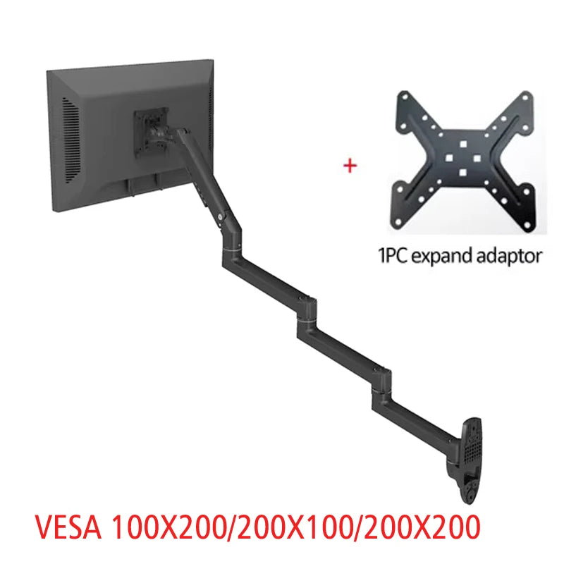 D-MOUNT 7014 Aluminum Mechanical Spring 17'-32' TV Monitor Wall Mount Bracket Extra 4 Section Long Arm Full Motion Rotate 3-6kg