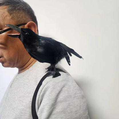Halloween Simulation Crow Shoulder Crow with Elastic Band Dance Cosplay Costume Accessories Crow Props Holiday Ornaments