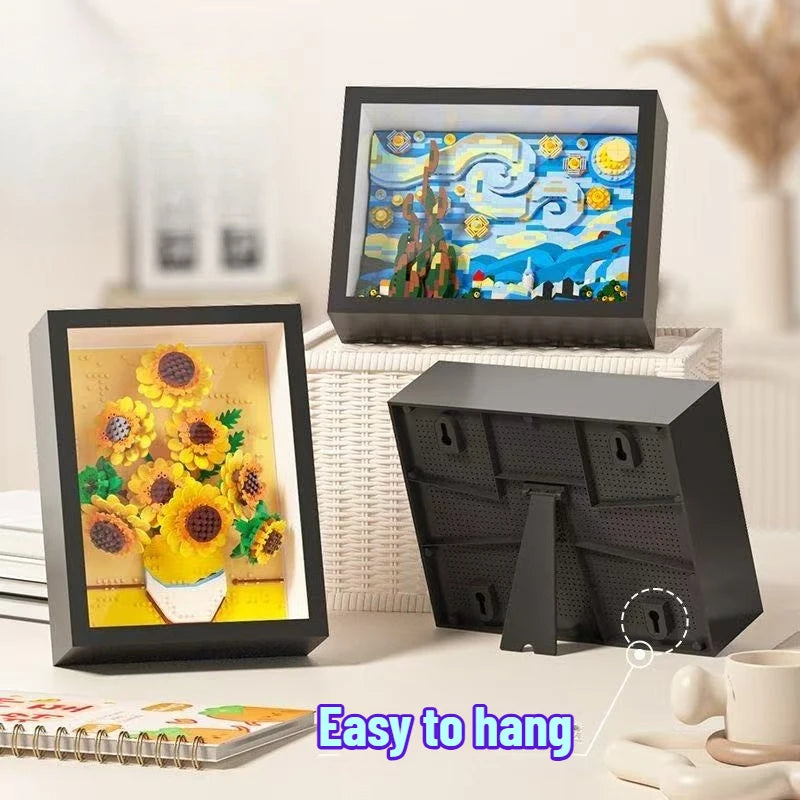 WIth Box World-famous Art Painting sunflower Van Gogh The Starry Night Galaxy Kanagawa 3D Diamond Building Block Toy Kids Gift