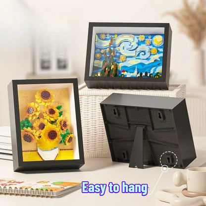 WIth Box World-famous Art Painting sunflower Van Gogh The Starry Night Galaxy Kanagawa 3D Diamond Building Block Toy Kids Gift