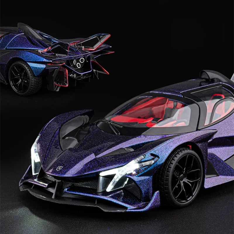 1:18 Apollo Project EVO Alloy Sports Car Model Diecast Metal Concept Racing Car Vehicle Model Sound and Light Childrens Toy Gift