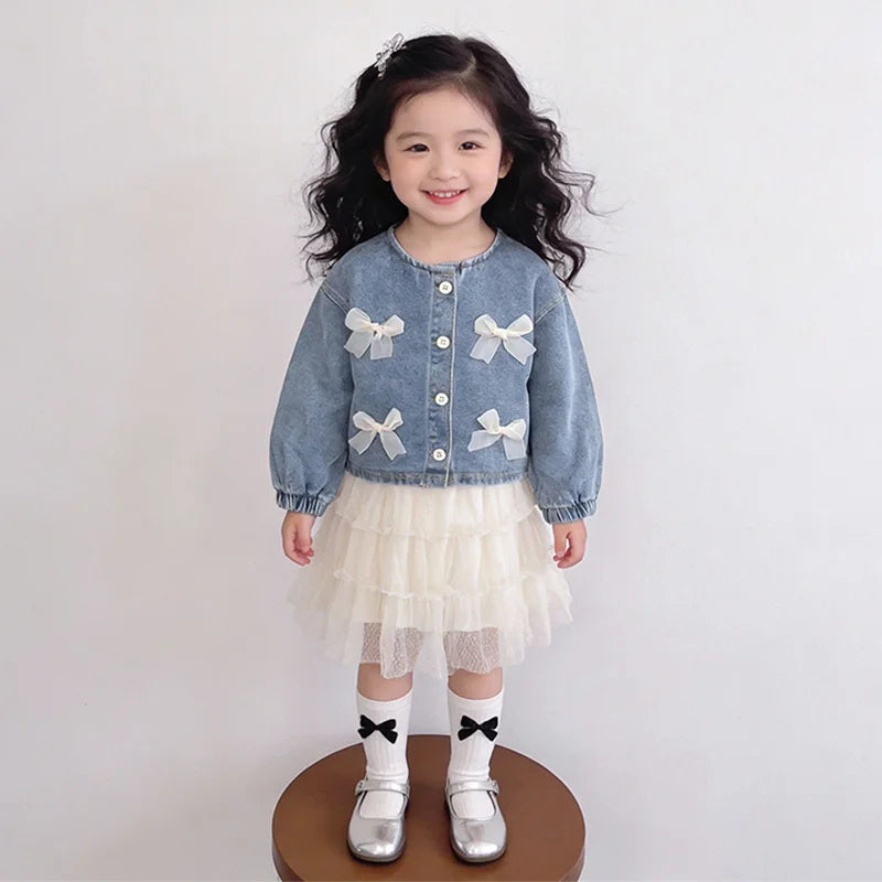 Girls' Jean Jacket New Spring Clothes Spring and Autumn Children Children Little Girl Western Style Top