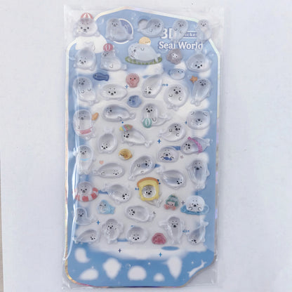 NEKONI 3D Animals Penguin Seal World Relief Stickers Scrapbooking DIY Journaling Stationery Diary Cute Stickers School Supply