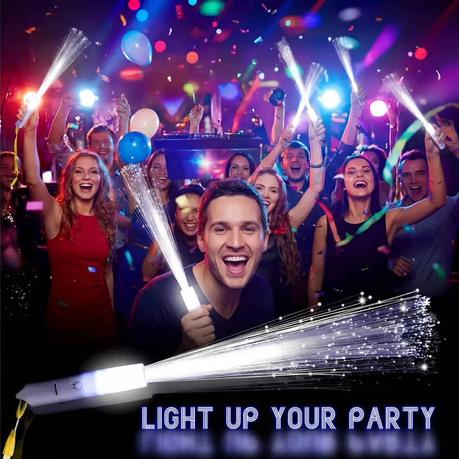 8-200PCS White Fiber Optic Wands Wedding Light Up Fiber Party Wands Flashing Glow Sticks for Dark Wedding Party Favors Birthday
