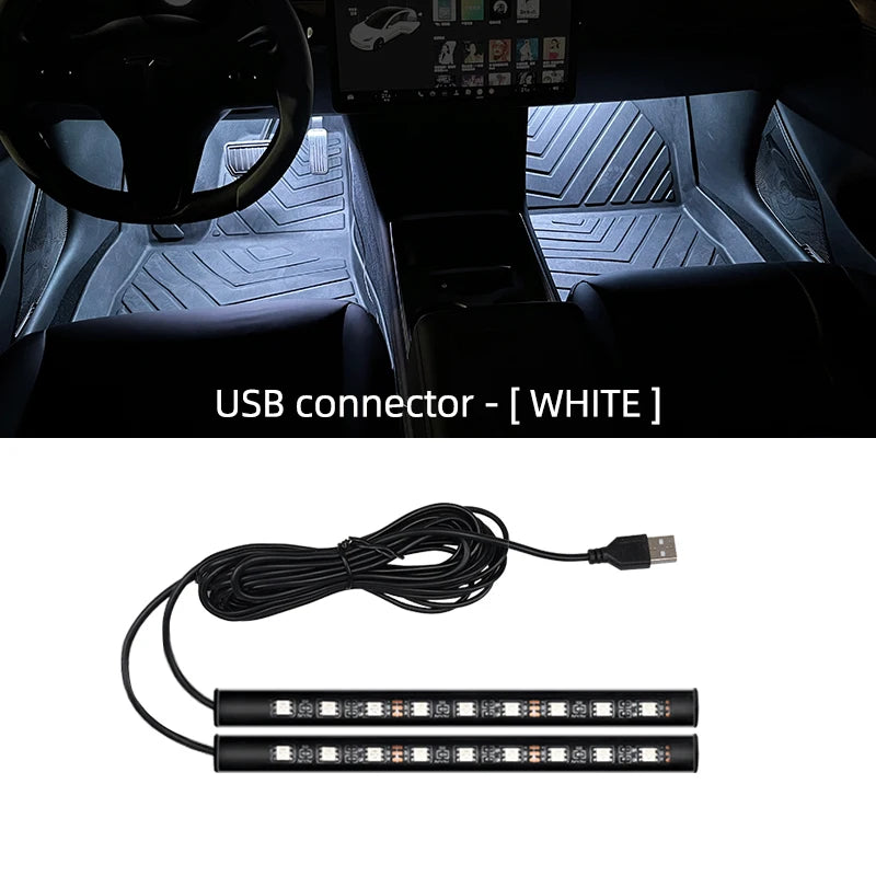 5V/12V Car Interior Backlight Ambient Mood Foot Light with Cigarette Lighter USB Decorative Atmosphere Lamp Car Accessories