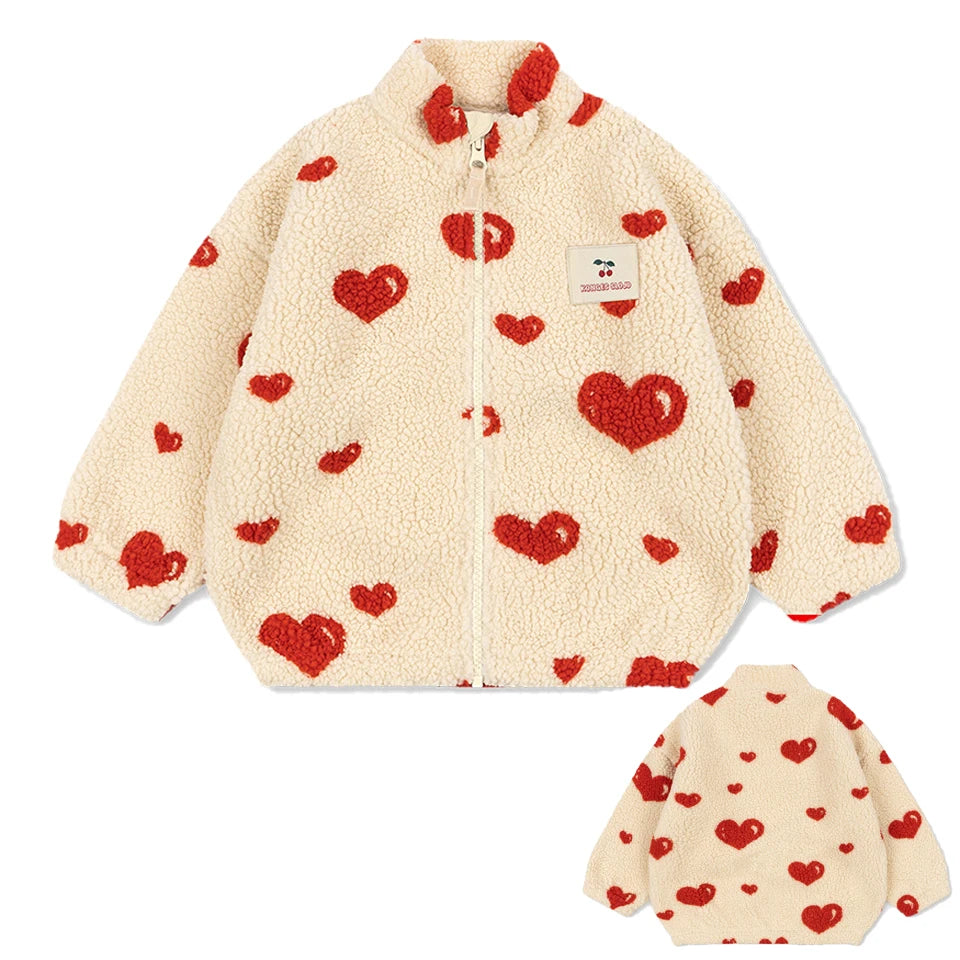 2026 KS Autumn Winter Baby Girls Boys Lambswool Jackets Boys Embroidery Cartoon Outerwear Kids Clothes Children's Coats 1-9Yrs