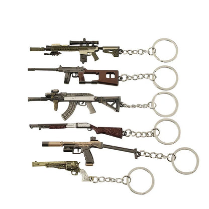 Resident Evil 8 Mini Shotgun Model Keychain V61 AK M1897 SA110 USM AI M1851 Revolver Alloy Key Ring Backpack Pendants