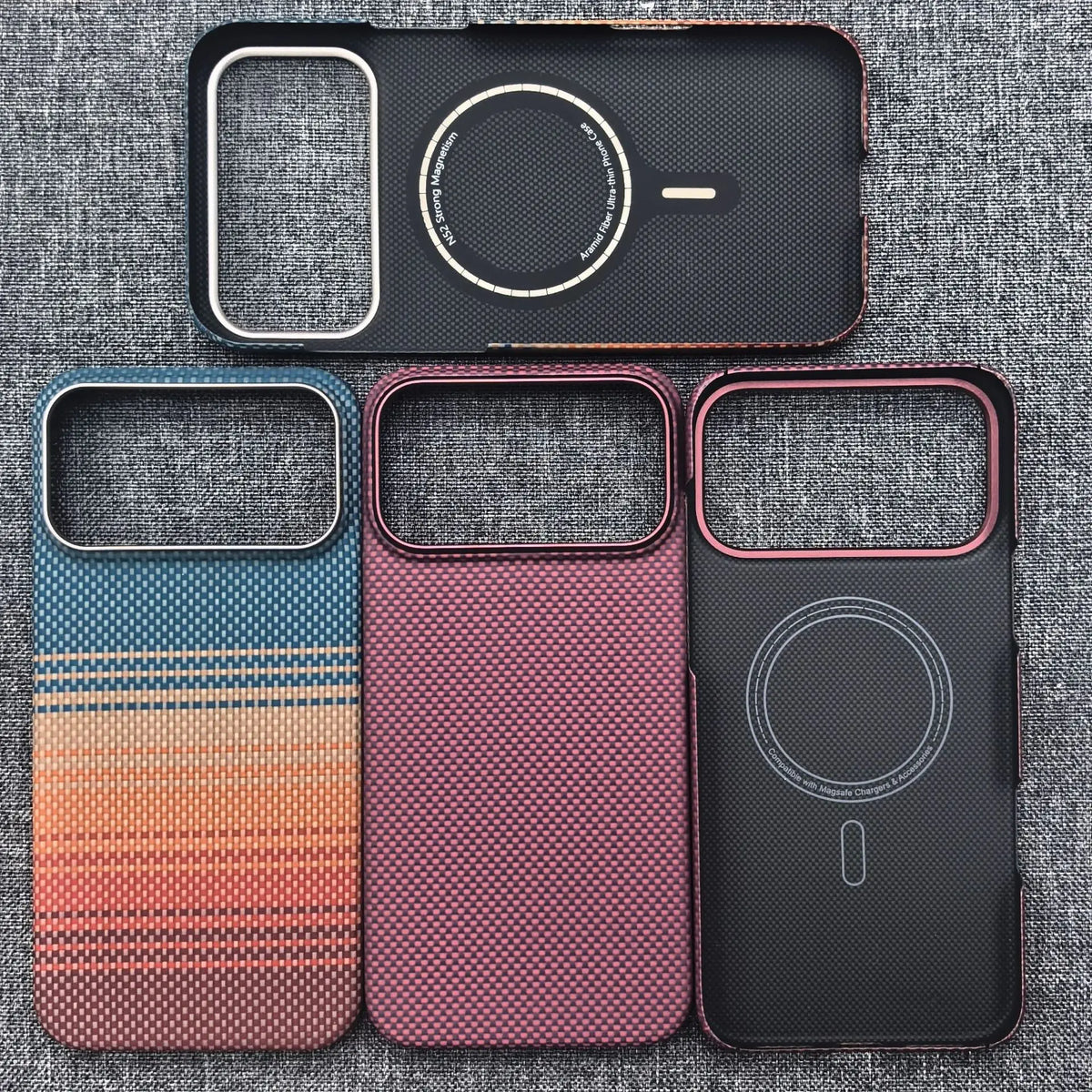 For iPhone 18 17 Pro Max Burgundy Kevlar Aramid Fiber Case With Magsafe Carbon Fiber Cover Ultra-Thin Magnetic Case For 18 Pro