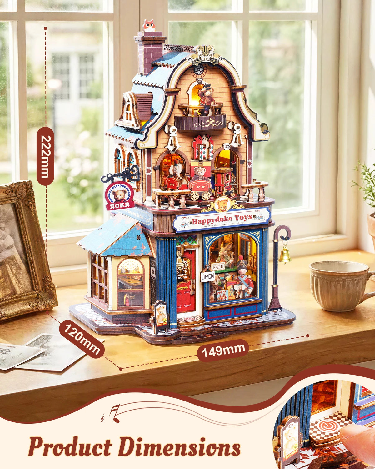 ROKR Happyduke Toys Shop DIY Miniature House Kit Tiny Home Kinetic Model Building Kits  for Home Decor Christmas for Adults