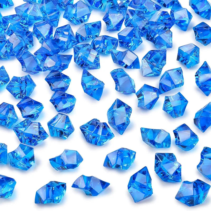 100Pc Blue Pebbles for Decorative Stones and Crystals Plastic Fake Gem Stones Acrylic Ice Rocks Crushed Diamond Stone Home Decor