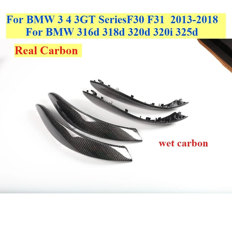 Real Carbon F30 F80 F31 Set Interior Door Pull Handle Outer Cover Trim For BMW 3 4 Series M3 M4 F32 F33 F34 F35 F36 Shift Base