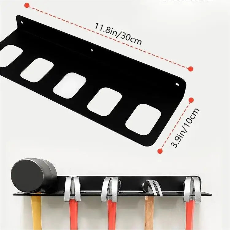 Wall-Mounted Tool Rack, Metal Multi-Hook Organizer Rack, for Garage & Workshop Tool Storage, Safely Holds Hammers, Screwdrivers