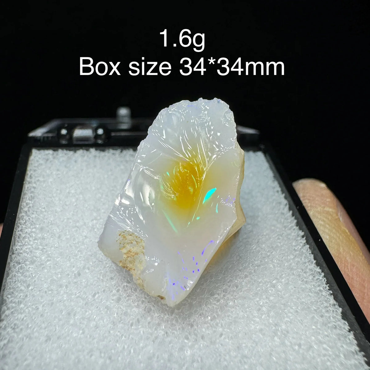 Natural Rare Colorful Ethiopia Opal (No Need Water) Gem Mineral Specimen Box Size:34X34mm (Need Lighting) Sunlight Best
