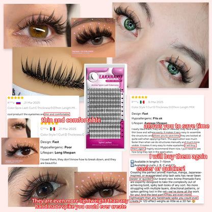 LAKANAKU New Arrival Narrow Spire Lashes Feather Individual Eyelash Extensions C D Cashmere Volume Premade Spikes Eyelashes