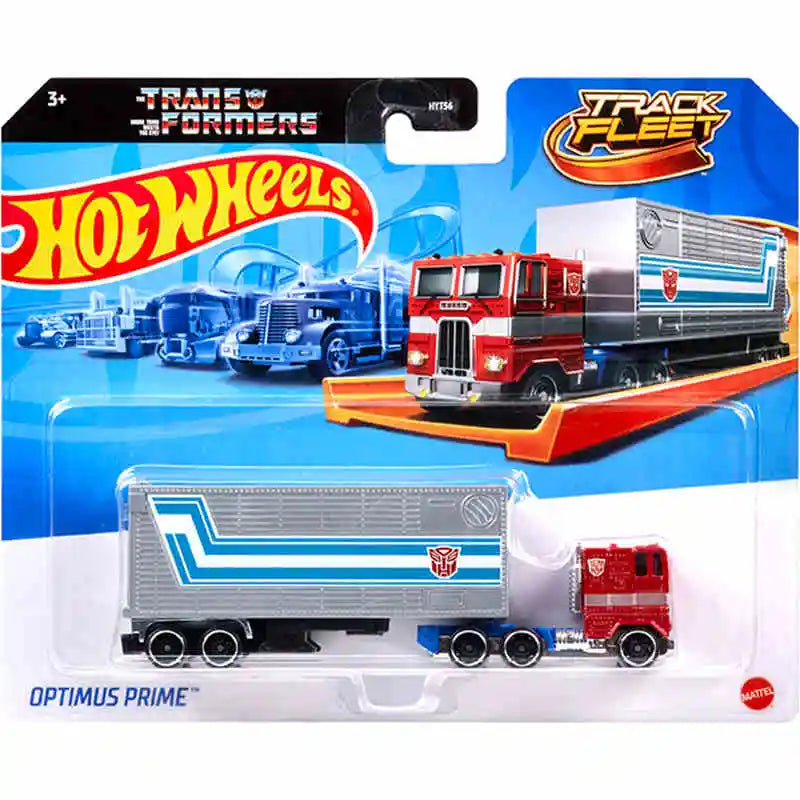 New Hot Wheels Transformers HYT56 Transformerstrack Fleet Optimus Prime Ultra Magnus Volvo 240 Drift 1/64diecast Car Model Toys