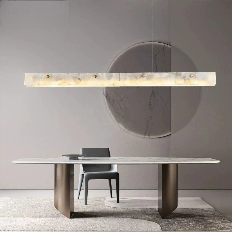 Natural Marble Pendant Light LED Minimalist Chandelier Hanging Ceiling Fixtures for Kitchen Island Dining Room Bar