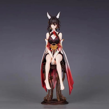 Anime Inspired Fox Ear Girl Sitting Collectible Figure, Desktop Display Statue Ornament
