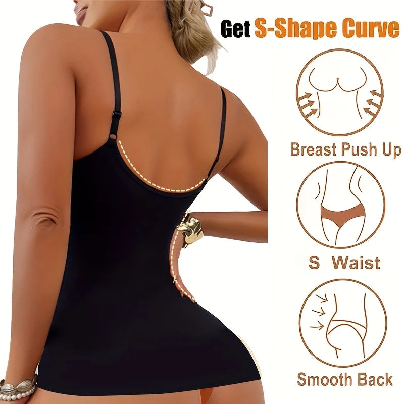 1pc Women‘s Camisole Breathable Shapewear Tops Tummy Control Built In Bra Tank Shaping Body Shaper Slimming Cami Vest Corset
