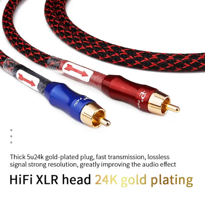 YYAUDIO HIFI Stereo Pair RCA Cable High-performance Premium Hi-Fi Audio 2rca to 2rca Interconnect Cable