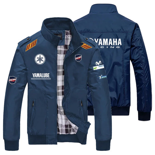 Yamaha Men's Racing Jacket-Motorcycle Windproof And Waterproof Coat - Casual Sports Team Riding Jacket - Fashionable Zipper Coat