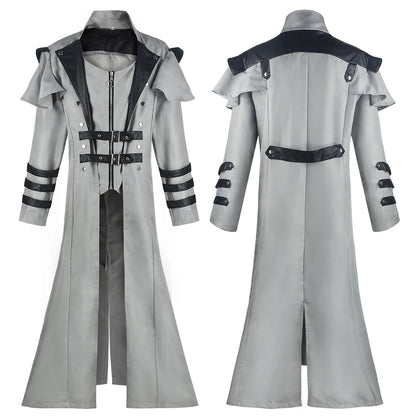 Vintage Medieval Long Trench Coat Gothic Double Breasted Jacket Men's Steampunk Overcoat Victorian Cosplay Tailcoat
