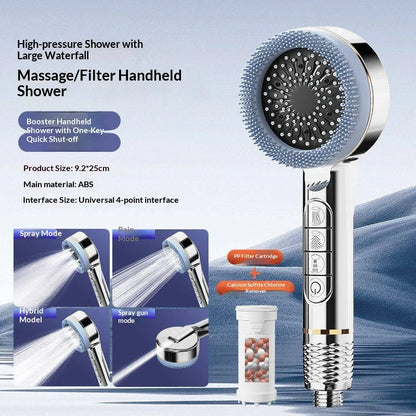4Modes Pressure Boost Shower Head Multifunction Adjustable Large Water Shower Nozzle Massage Bathroom Accessory