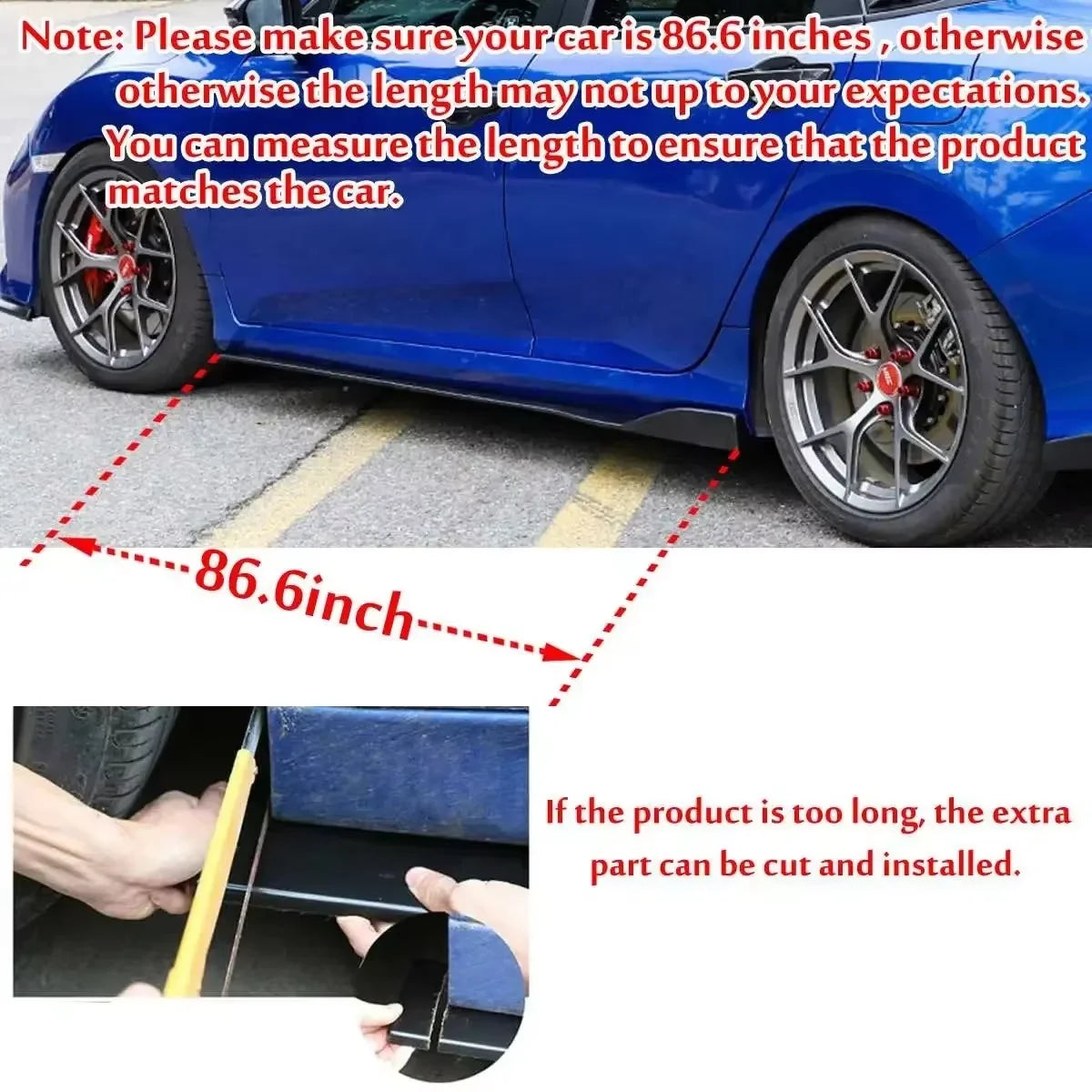 FOR BMW F30 F80 M3 F82 M4 2M Car Side Skirt Extension Plate Lip Separator Bumper 2.18M Racing Side Spoiler