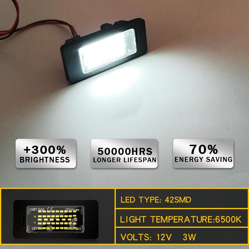 2X White LED Car License Plate Light Bulbs Auto Accessories For BMW E46 X5 E70 X6 E71 E72 E90 E92 E93 E91 M3 E39 M5 E60 E61 E82
