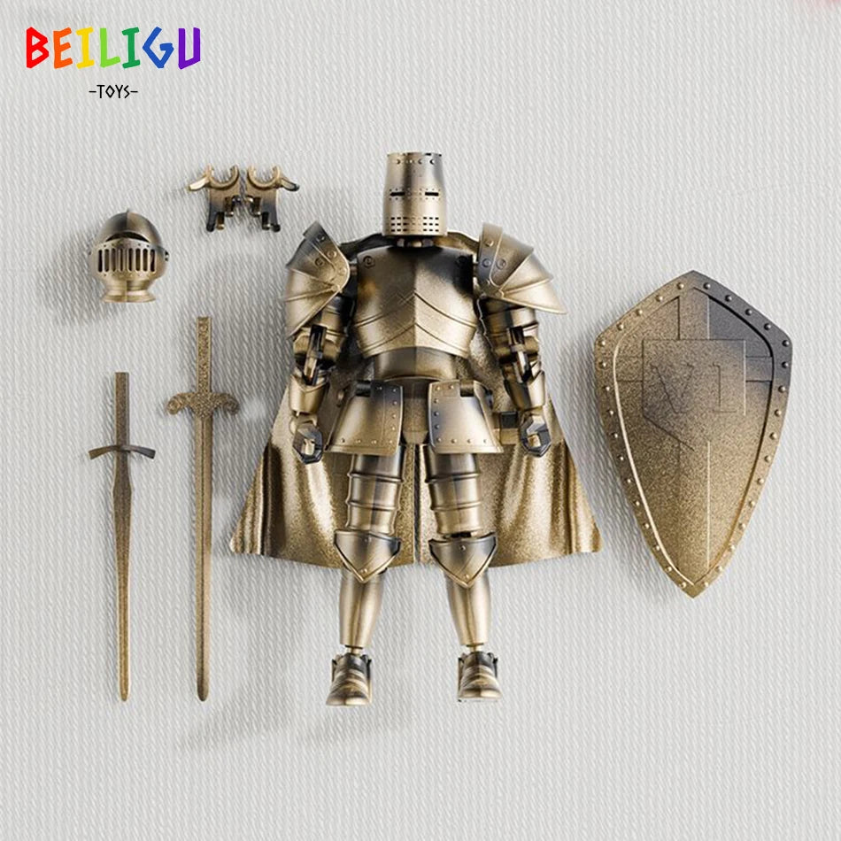 Europe Medieval Knight Multi-Joint Movable Action Figures Warrior Robot Sword Shield Assembly Toy Collection Model Holiday Gift
