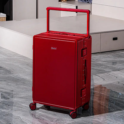 KLQDZMS Suitcase Women's Zipper Boarding Box Men's Aluminum Frame Trolley Case 20"24"26"28 Inch Large Capacity Travel Luggage