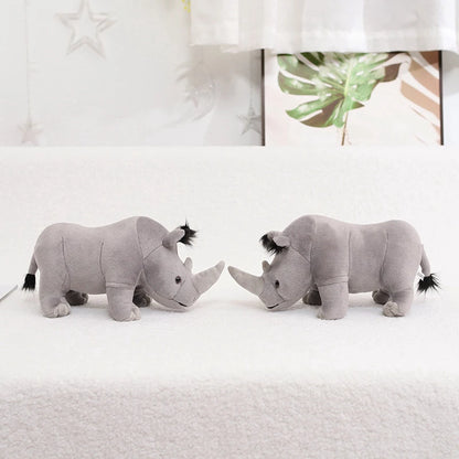 35cm Real Life Rhinoceros Plush Toy Stuffed Lifelike African Rhinos Wild Animals Doll Toys  For Kids Children Xmas Gift Decor