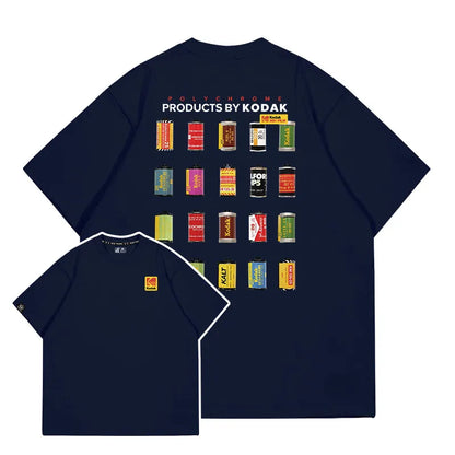 Kodak Summer Brand Men T-shirt Cotton Solid Color Daily Graphic Print Casual Breathable Short Sleeve Top Tees Women Clothing