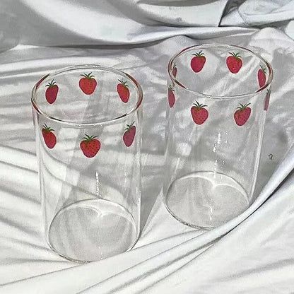 Anime NANA Oosaki Nana Cosplay Water Glass Cup Strawberry Print Heat-Resistant Milk Glasses Mug Tumbler Cups Accessories Props