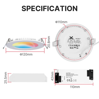 MOES ZigBee Downlight Tuya Thin Dimming Spot Lamp 6W RGB Change Warm Cool Light Work with Alexa Google Home Smart Life In Party